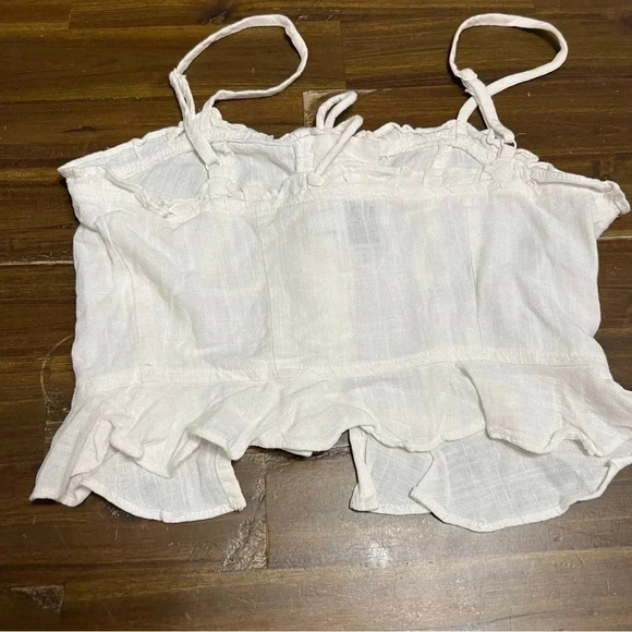 Princess Polly Daphne Top Crop Linen Lace Up Boho Beachy Resort 0 XS - Picture 5 of 5